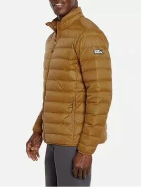 Eddie Bauer 650 Down Packable Jacket NWT Men’s Large Golden Brown Silicone Logo